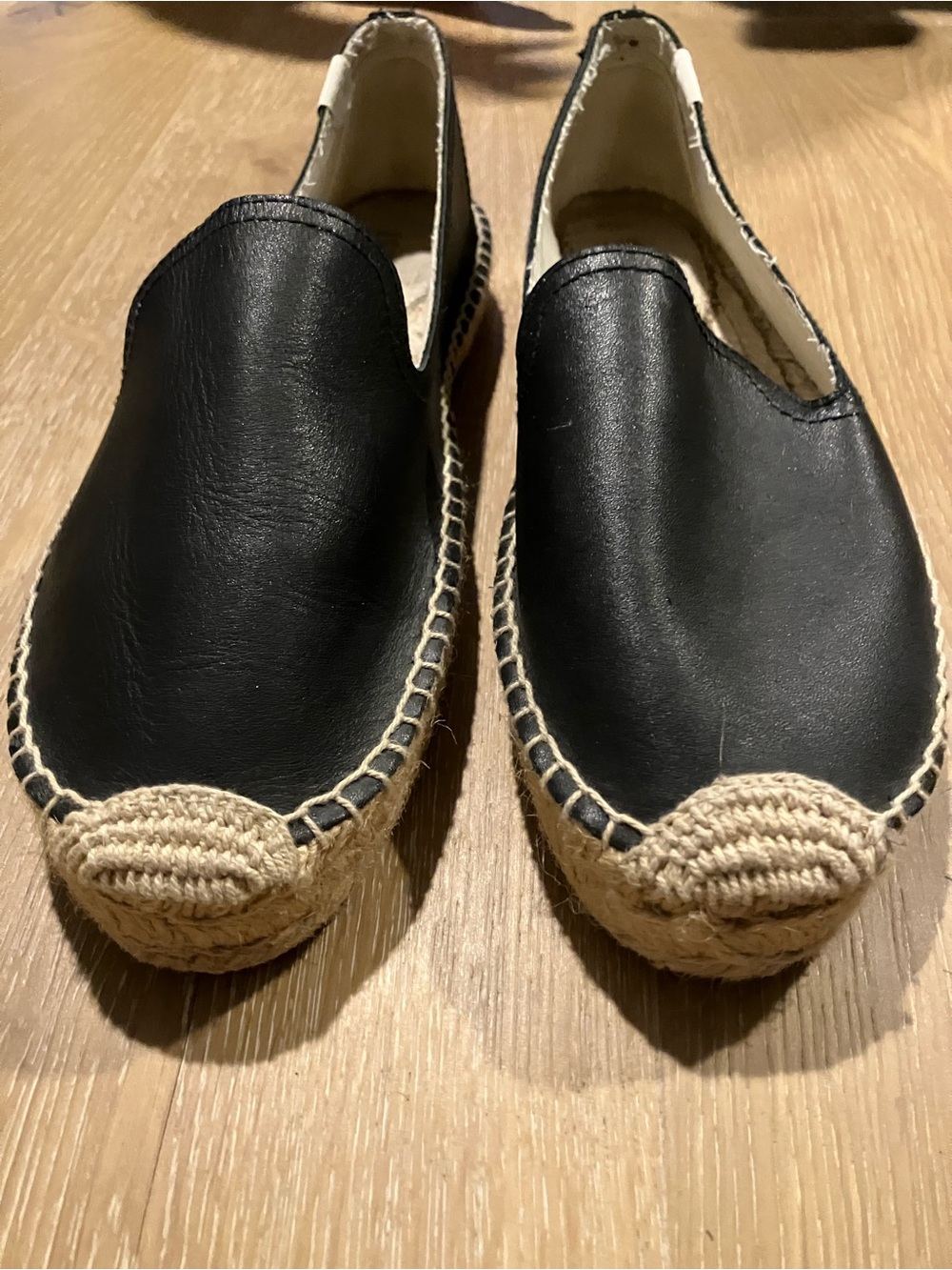 Soludos Black Leather Espadrilles with Natural Jute Trim - Picture 3 of 5